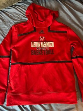 adidas Red Eastern Washington Women Athletic Pullover Hoodie with Chest Branding